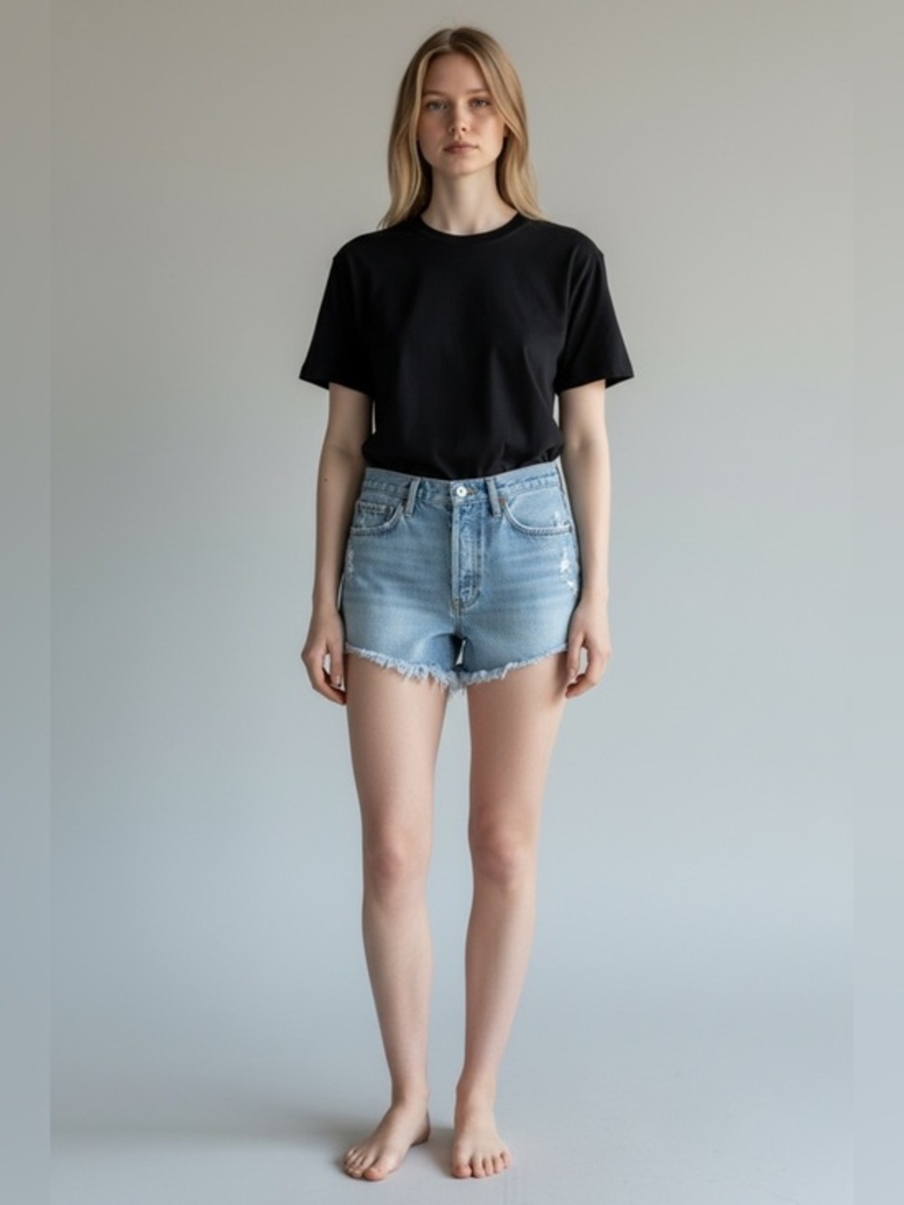 AGOLDE Parker Vintage Frayed-Hem Denim Shorts. Size: 25 Jeans